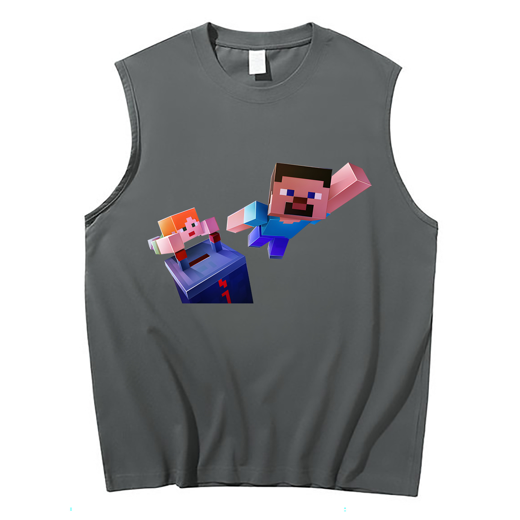 （画像用） マインクラフト ブロックの世界 Minecraft MC Block world コットン100％タンクトップ（フロントプリント）